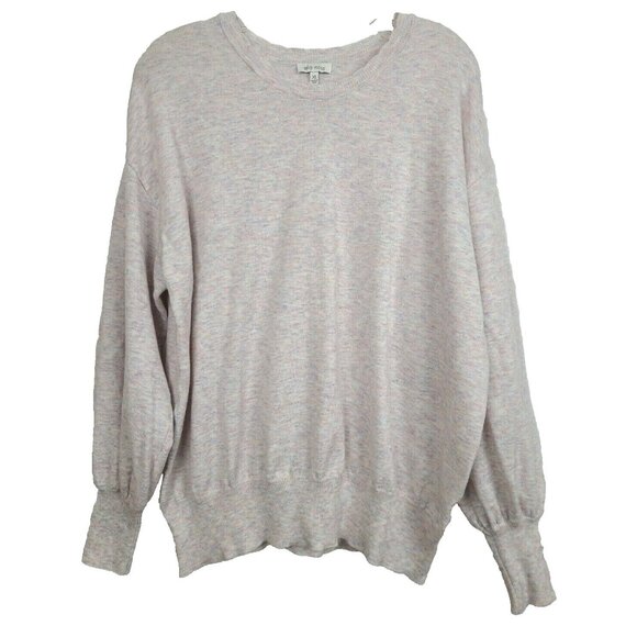 Ella Moss Womens Puff Sleeve Sweater XL Pink Speckled Scallop Neck Pullover BOHO - Picture 1 of 7